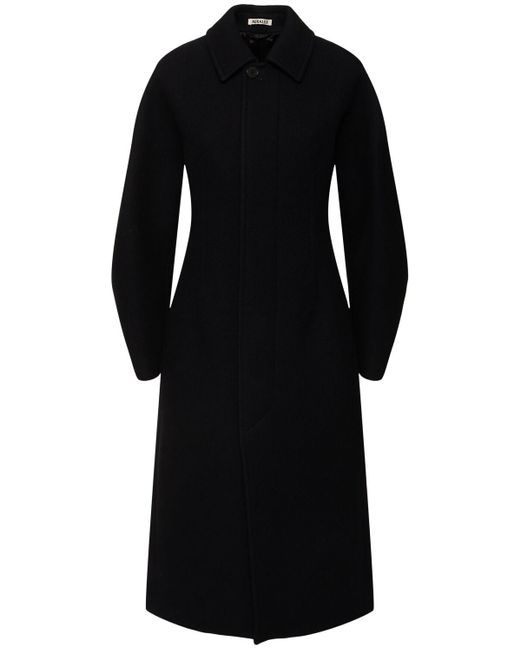 AURALEE Sponge Wool Melton Coat in Black Lyst Canada