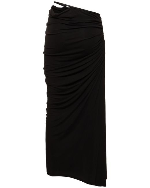 Christopher Esber Black Framed Draped Viscose Midi Skirt