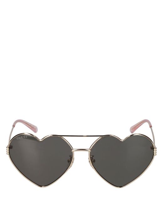 Gucci gg1283s Heart-shaped Metal Sunglasses in Gray | Lyst