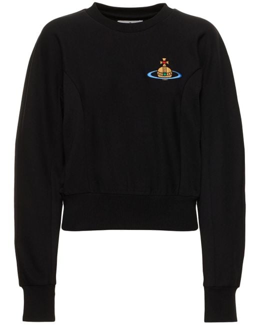 Vivienne Westwood Black Kurzes Sweatshirt Aus Baumwolljersey "cynthia"