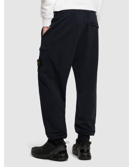 Stone Island Blue Cotton Logo Patch Sweatpants for men