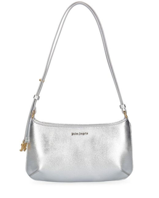 Palm Angels White Giorgina Metallic Leather Shoulder Bag