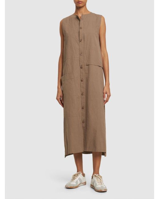 Vestido de sarga de algodón Yohji Yamamoto de color Brown