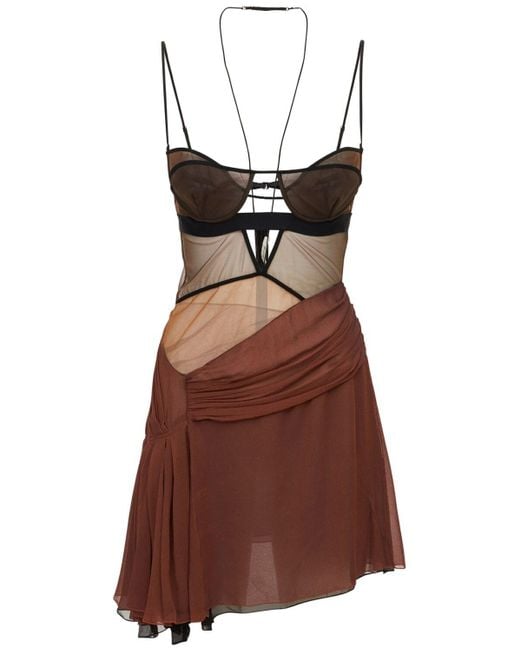 ワンピース NENSI DOJAKA 'Maddie' dress Brown Nensi Dojaka Layered Cut Out Mini Dress in Brown | Lyst
