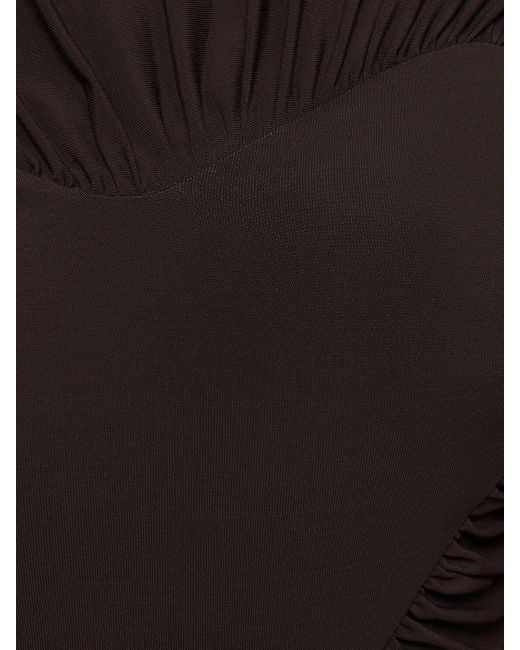 Top de satén drapeado con manga larga Acne de color Black