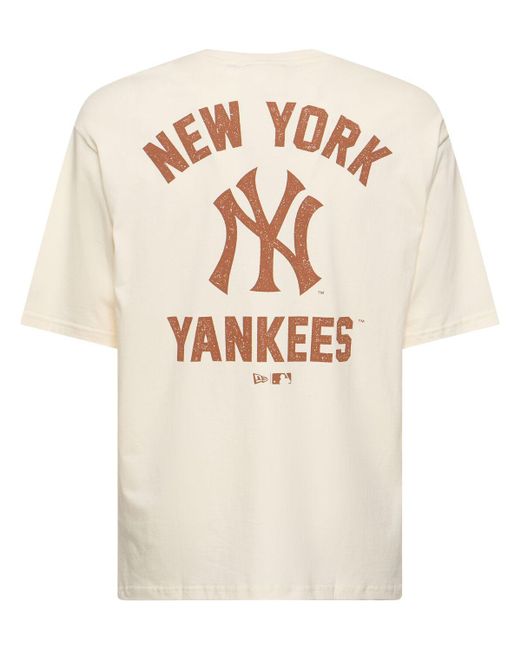 T-shirt oversize ny yankees mlb wordmark di KTZ in Natural da Uomo
