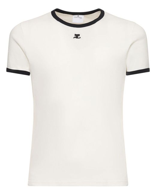 Courreges T-shirt Mit Kontrastierendem Jersey in White für Herren