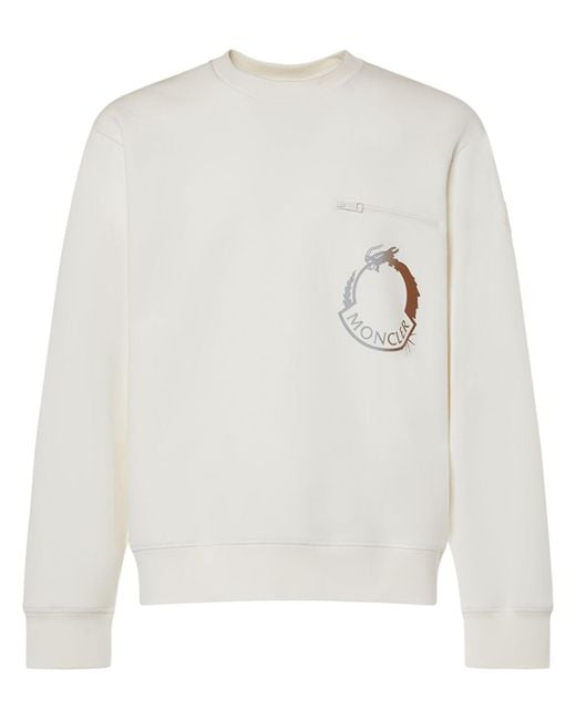 Moncler White Cny Cotton Blend Crewneck Sweatshirt for men