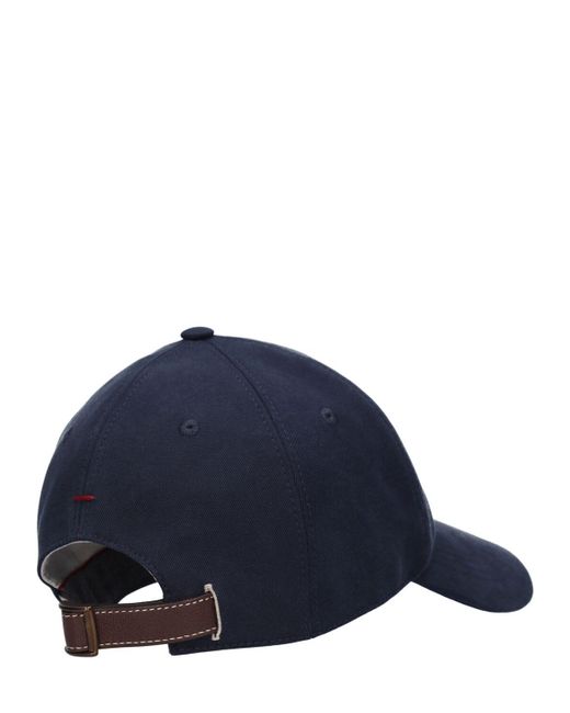 Brunello Cucinelli Baseballkappe Aus Baumwolle Mit Logo in Blue für Herren