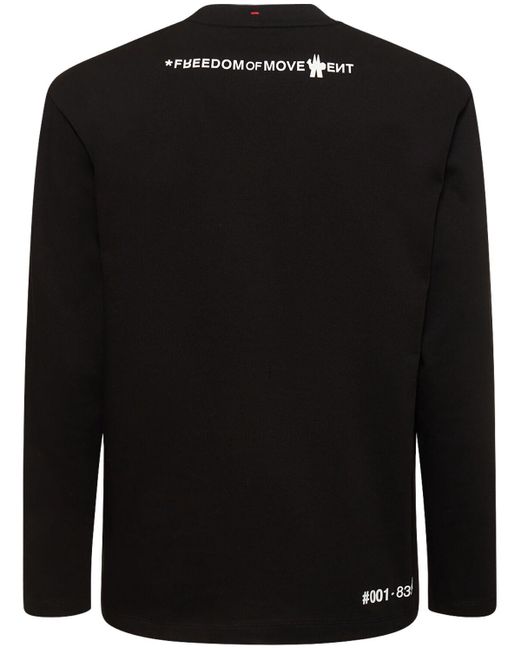 3 MONCLER GRENOBLE Black Logo Cotton T-shirt for men
