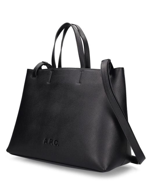 A.P.C. Black Small Cabas Market Leather Bag