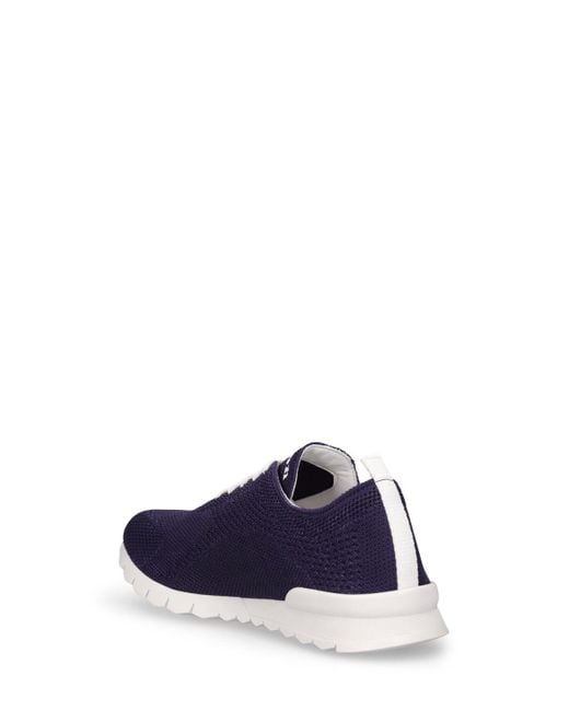 Kiton Blue Knitted Low Top Sneakers for men