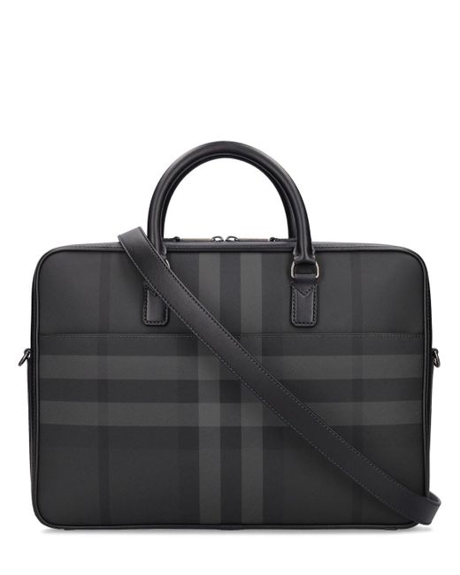 Burberry Black Check Briefcase Bag for men
