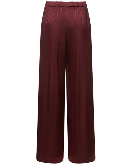Forte Forte Red Stretch Silk Satin Wide Pants