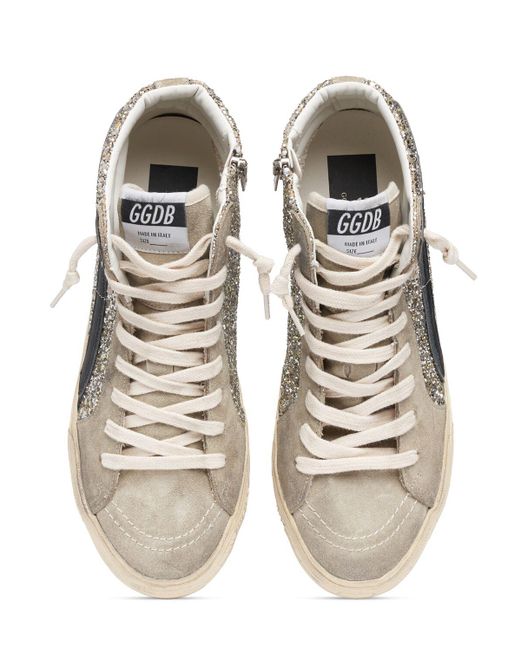 Golden Goose Deluxe Brand White 20mm Slide Glittered Sneakers