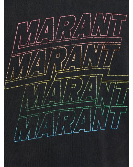 T-shirt in jersey di cotone con logo di Isabel Marant in Black da Uomo