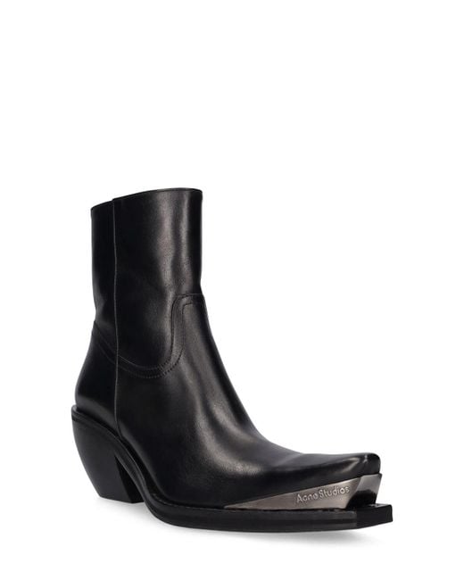 Acne Black 70mm Leather Ankle Boots