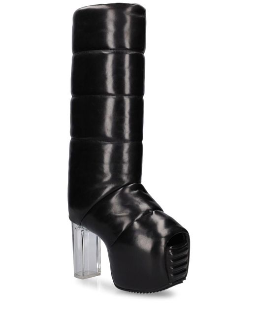 Rick Owens Black 90Mm Padded Tall Leather Boots