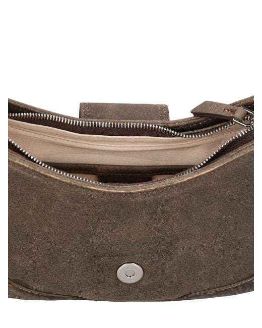 OSOI Brown Hobo Brocle Leather Shoulder Bag