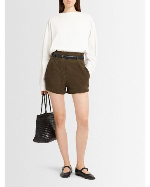 Frankie Shop Natural Lise Suede Shorts