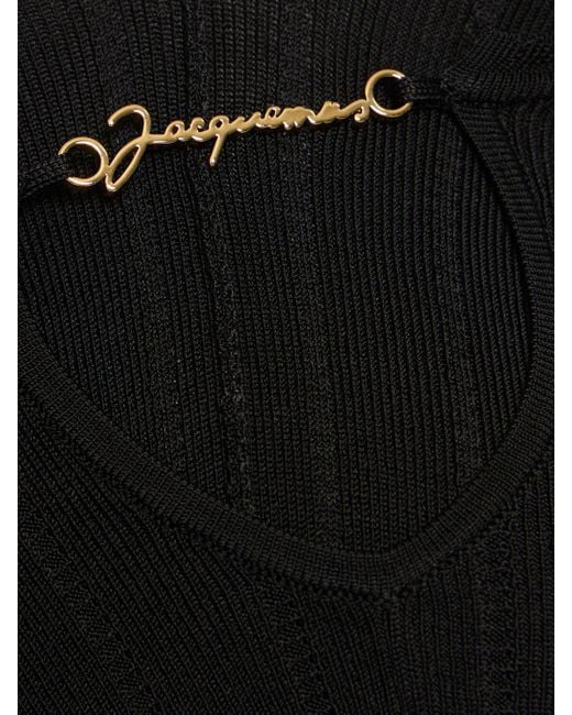 Jacquemus Black Le Haut Pralu Knit Logo Chain Top