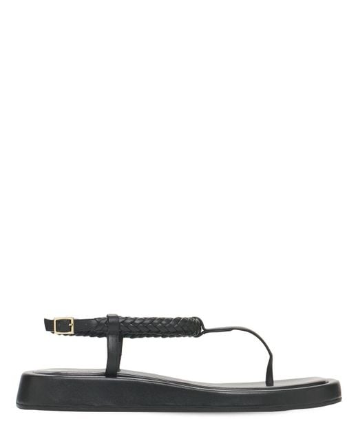 Gia Borghini Black 20mm Rosie 3 Leather Thong Sandals
