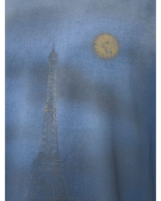 Balenciaga Blue New Paris Moon Vintage Cotton T-Shirt for men