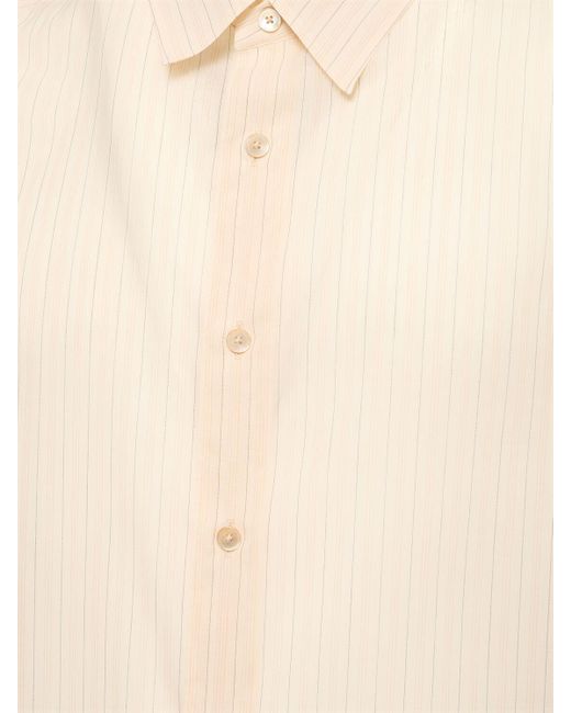 Auralee Natural Striped Cotton Organza Shirt for men