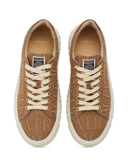 Versace Brown Fabric & Leather Sneakers for men