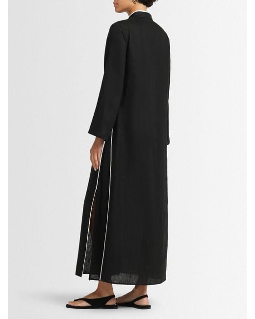 Tory Burch Black Linen Kaftan Dress