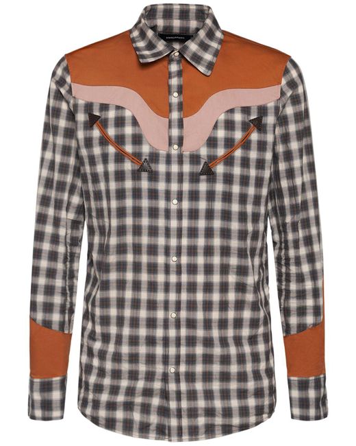 DSquared² Black Western Checked Cotton Shirt for men