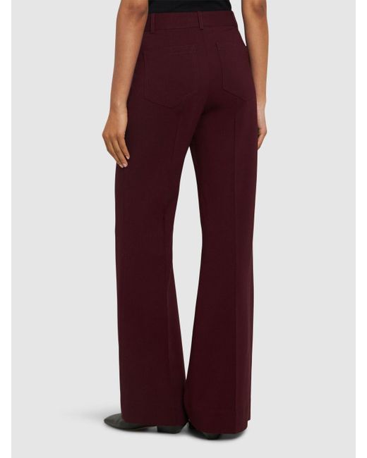 Victoria Beckham Red Alina Viscose Blend Wide Leg Pants