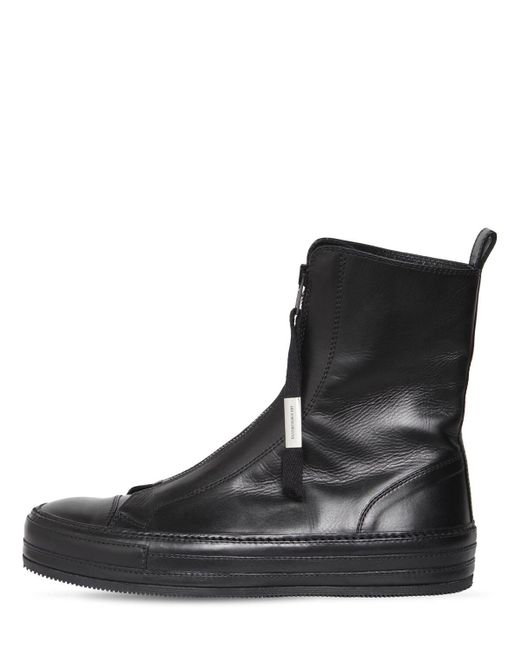 Ann Demeulemeester Black Reyer Nappa Leather High Zip Sneakers for men