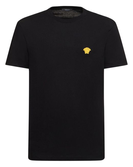 Camiseta de algodón jersey Versace de hombre de color Black