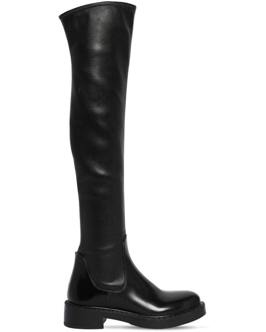 Prada 55mm Stretch Leather Overtheknee Boots in Black Lyst