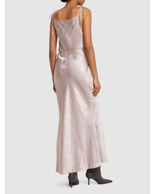 Acne Pink Satin Self-tie Long Dress
