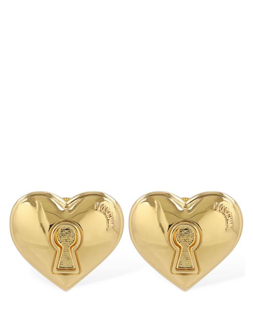 Moschino Metallic Heart Stud Clip-On Earrings