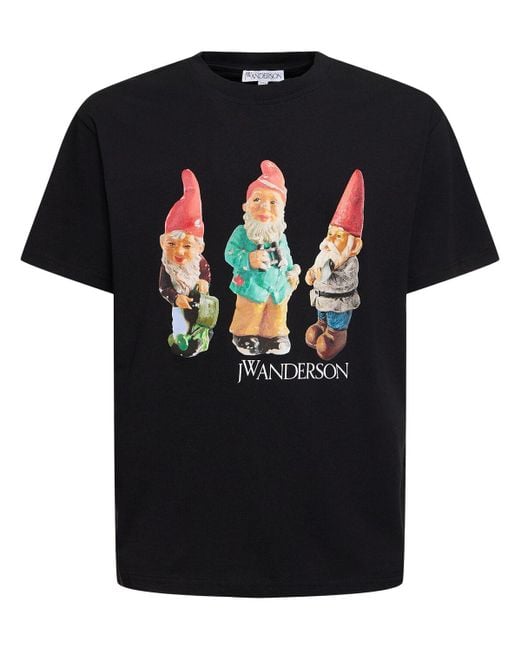 J.W. Anderson Black Gnome Print Cotton Jersey T-Shirt for men