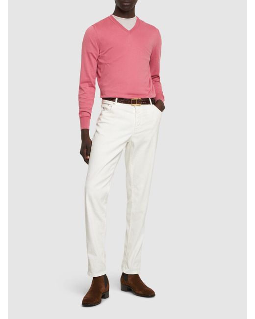 Tom Ford Pink Superfine Cotton V Neck Sweater for men