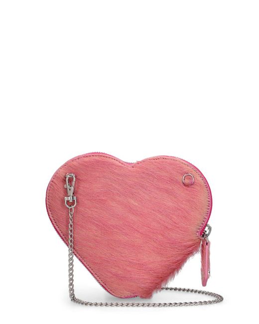 Vivienne Westwood Pink Heart Ponyhair Crossbody Bag