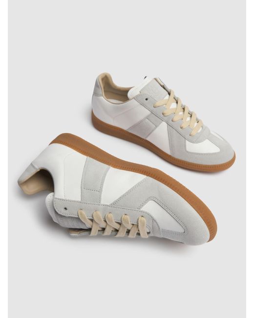 Maison Margiela White 20mm Replica Leather & Suede Sneakers