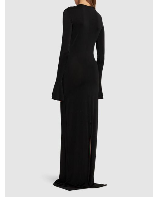 Robe longue évasée en jersey ajouré Nina Ricci en coloris Black