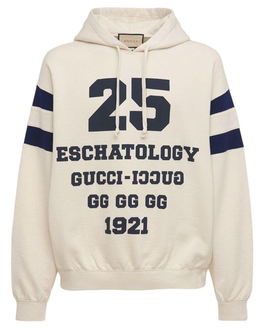 Gucci White 25 Eschatology Cotton Hoodie for men