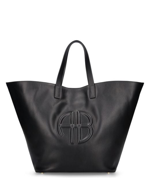 Anine Bing Black Palermo Leather Tote Bag