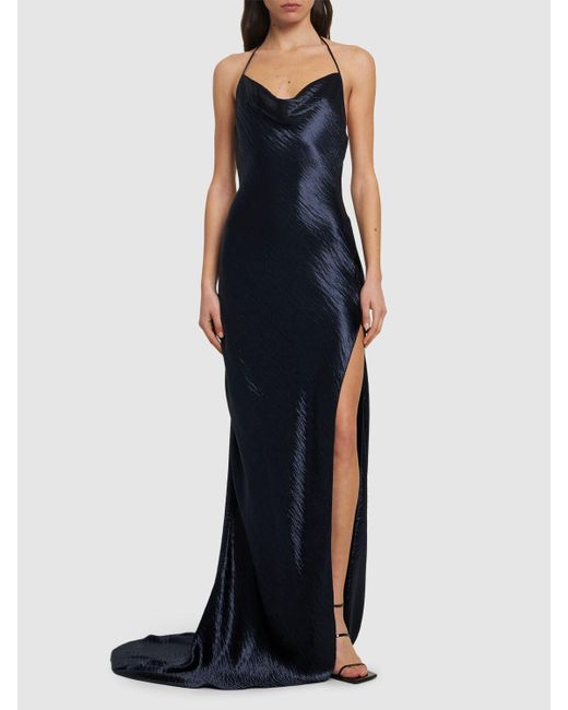 Roberto Cavalli Blue Damen Glänzendes Maxikleid