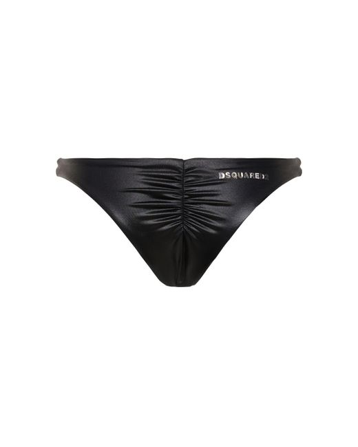 Slip bikini in lycra drapeggiato di DSquared² in Black