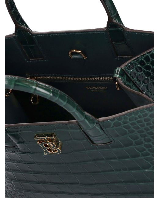 Burberry Green Mini Frances Embossed Leather Top Handle