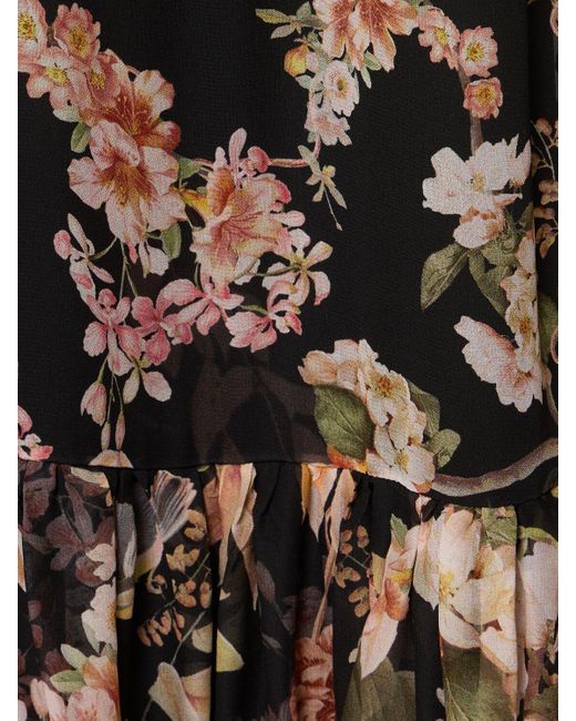Robe courte en viscose imprimée natura Zimmermann en coloris Black
