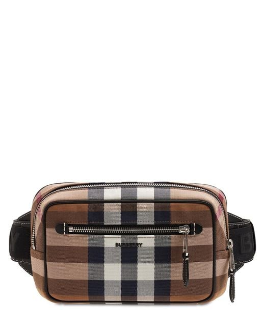 Burberry West Check Cotton Canvas Belt Bag in Brown for Men | Lyst