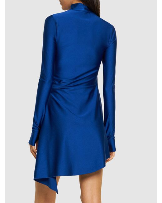Coperni Blue High Neck Draped Mini Dress